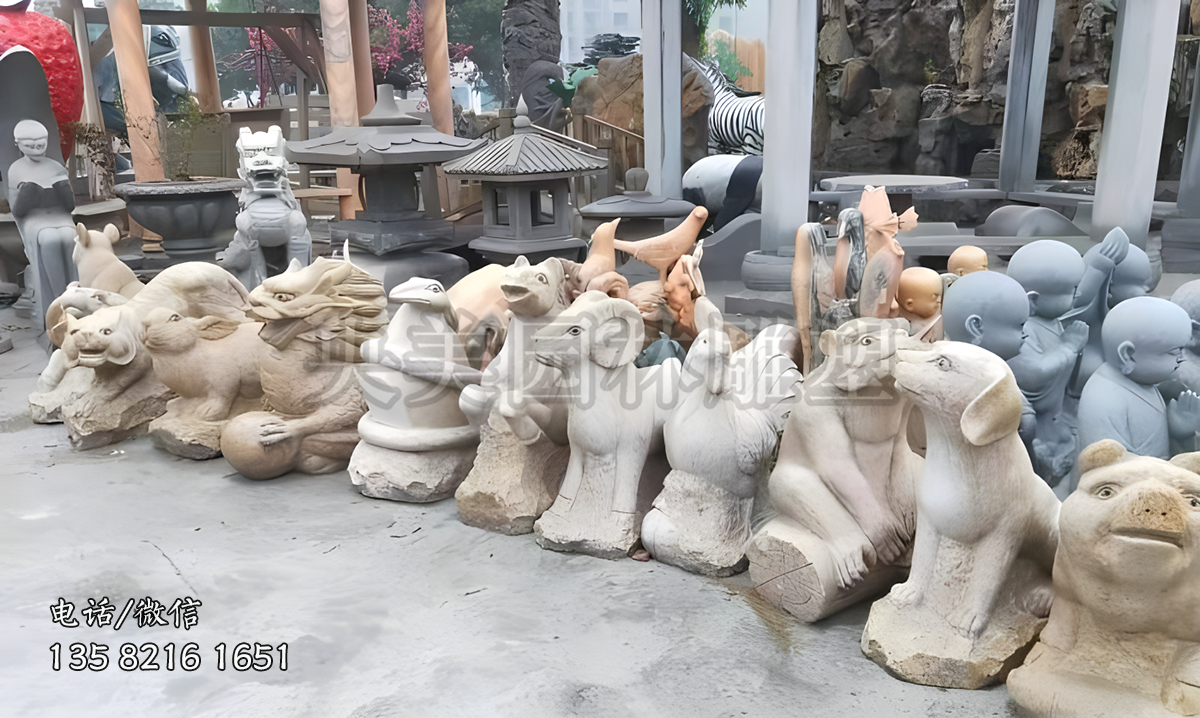 寫實(shí)十二生肖動(dòng)物石雕擺件