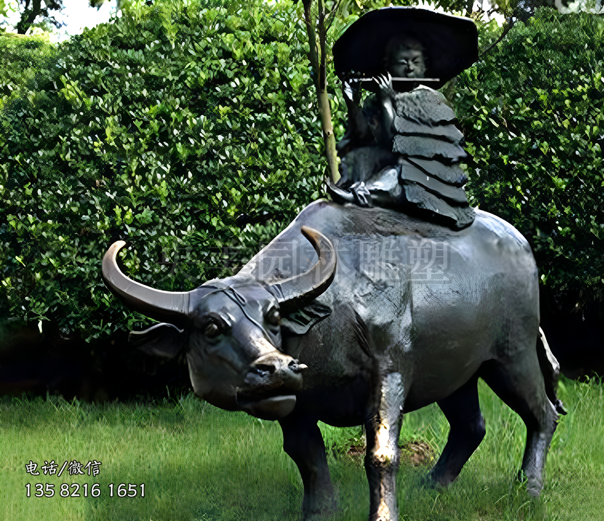 牧童騎牛銅雕