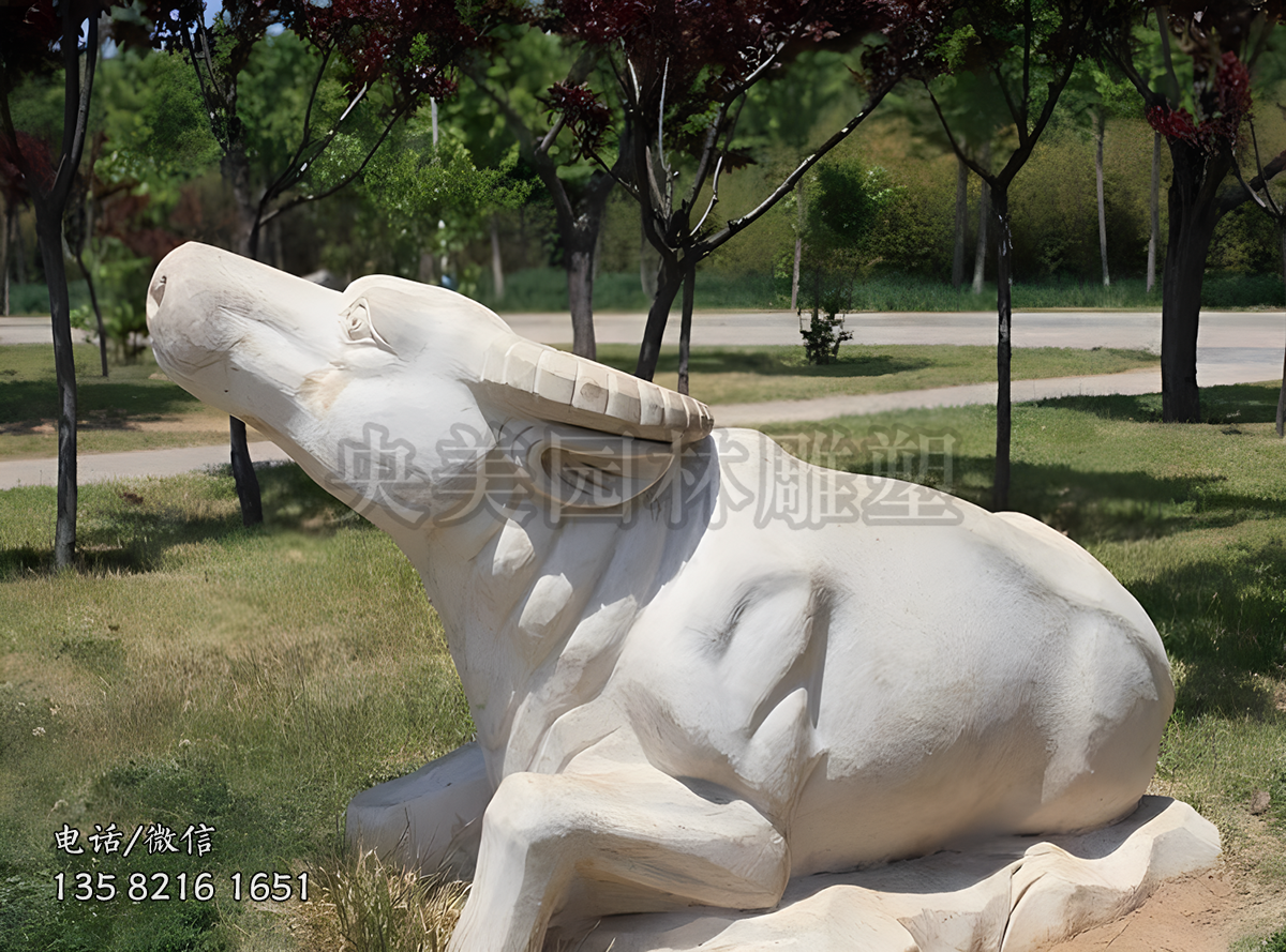 石雕水牛臥地牛雕塑