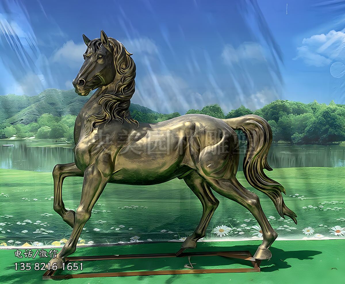 銅色玻璃鋼馬雕塑