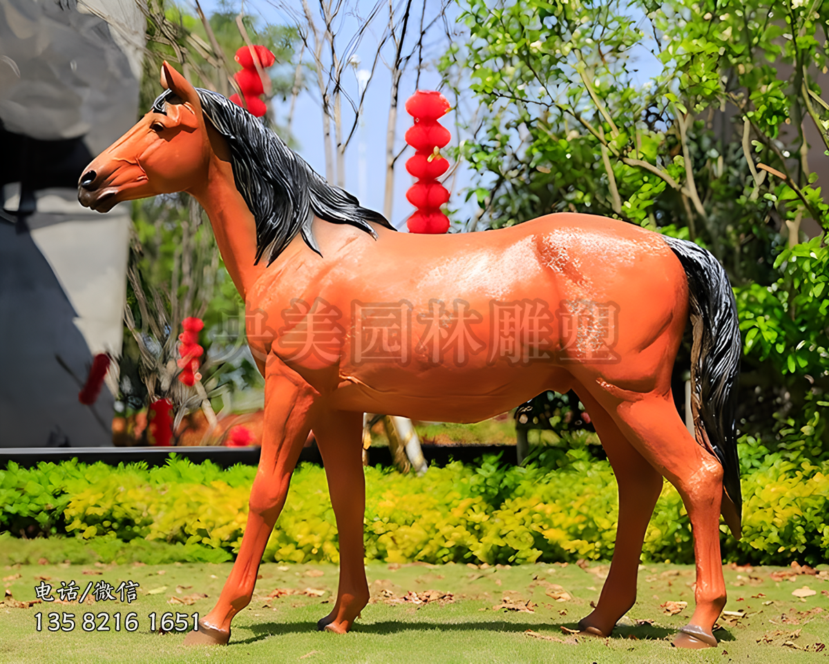 黑色玻璃鋼仿真馬雕塑