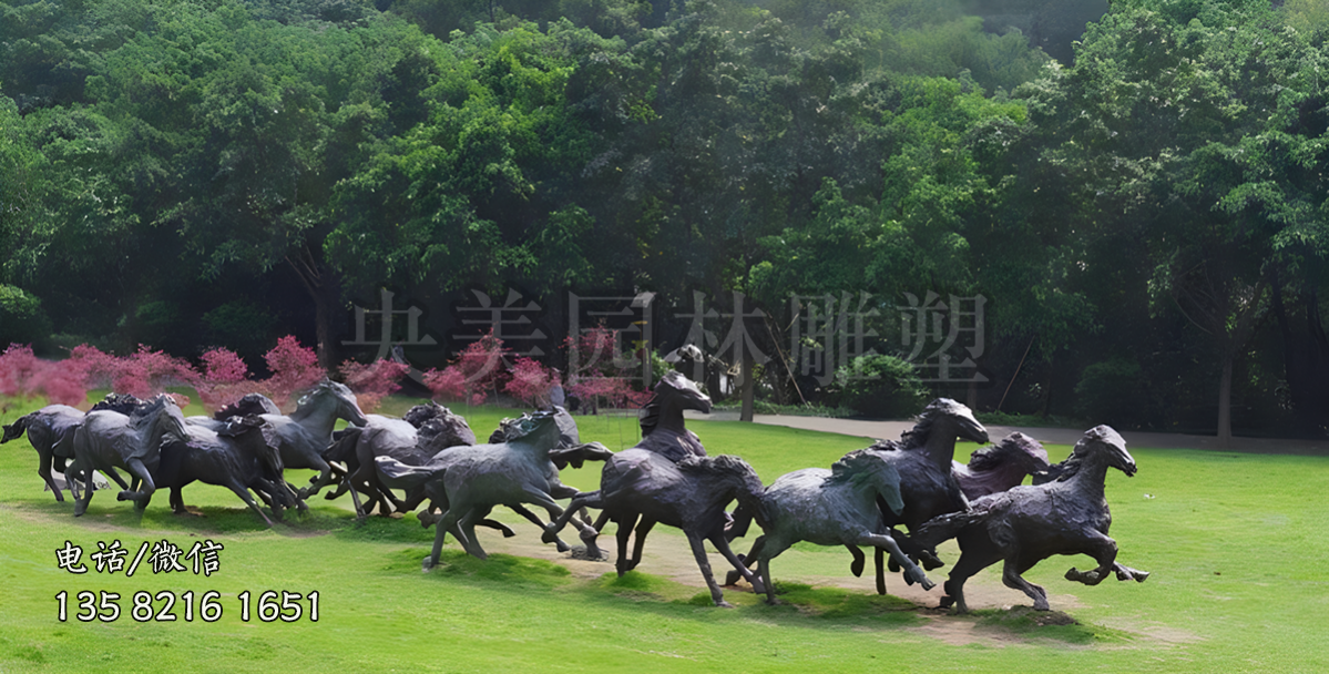 景區(qū)園林馬群景觀動物雕塑