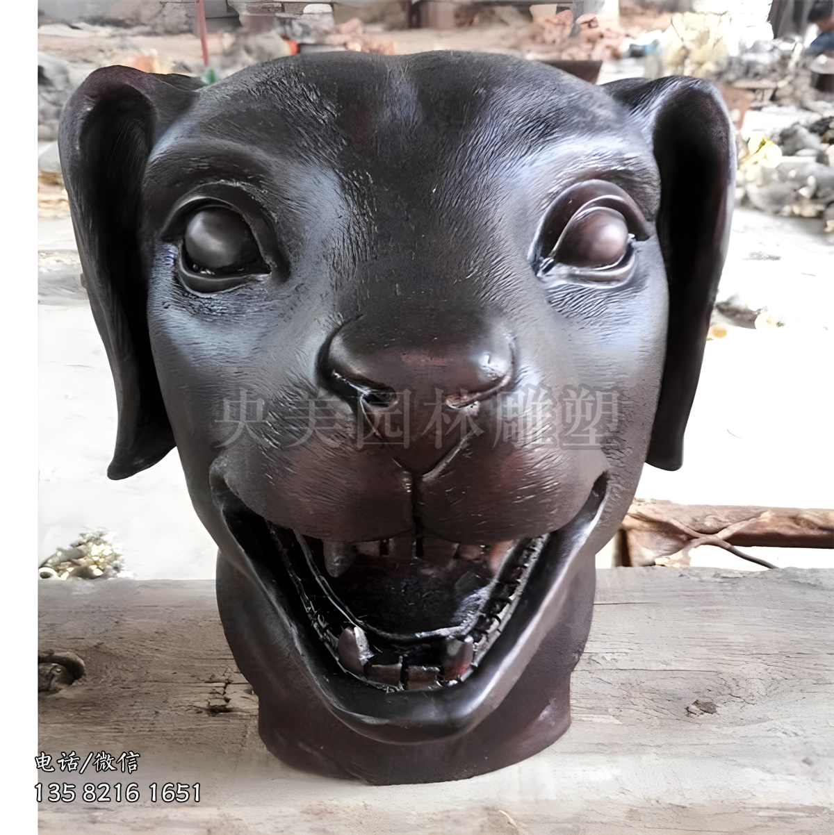 戌狗鑄銅十二生肖銅首雕塑