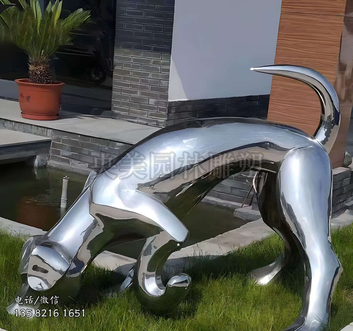 鏡面狗不銹鋼雕塑