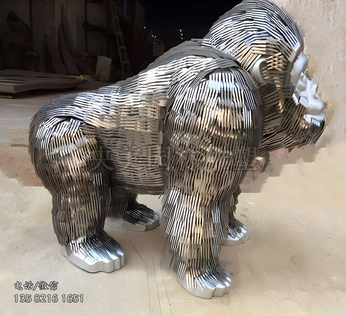 創(chuàng)意不銹鋼大猩猩雕塑