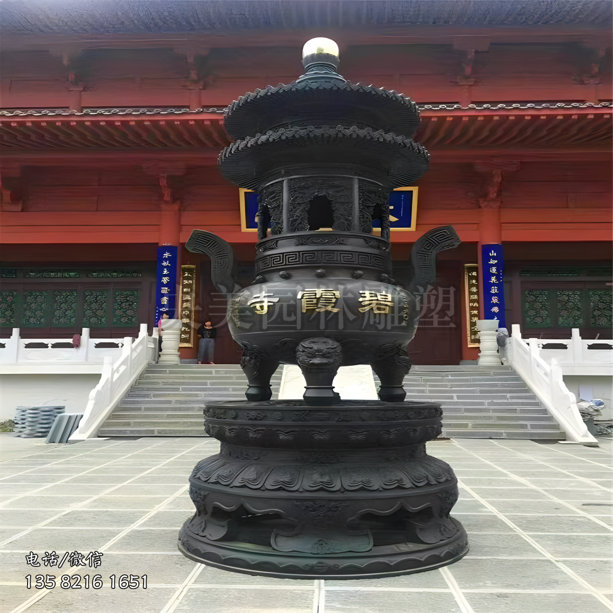 寺廟香爐焚香雕塑