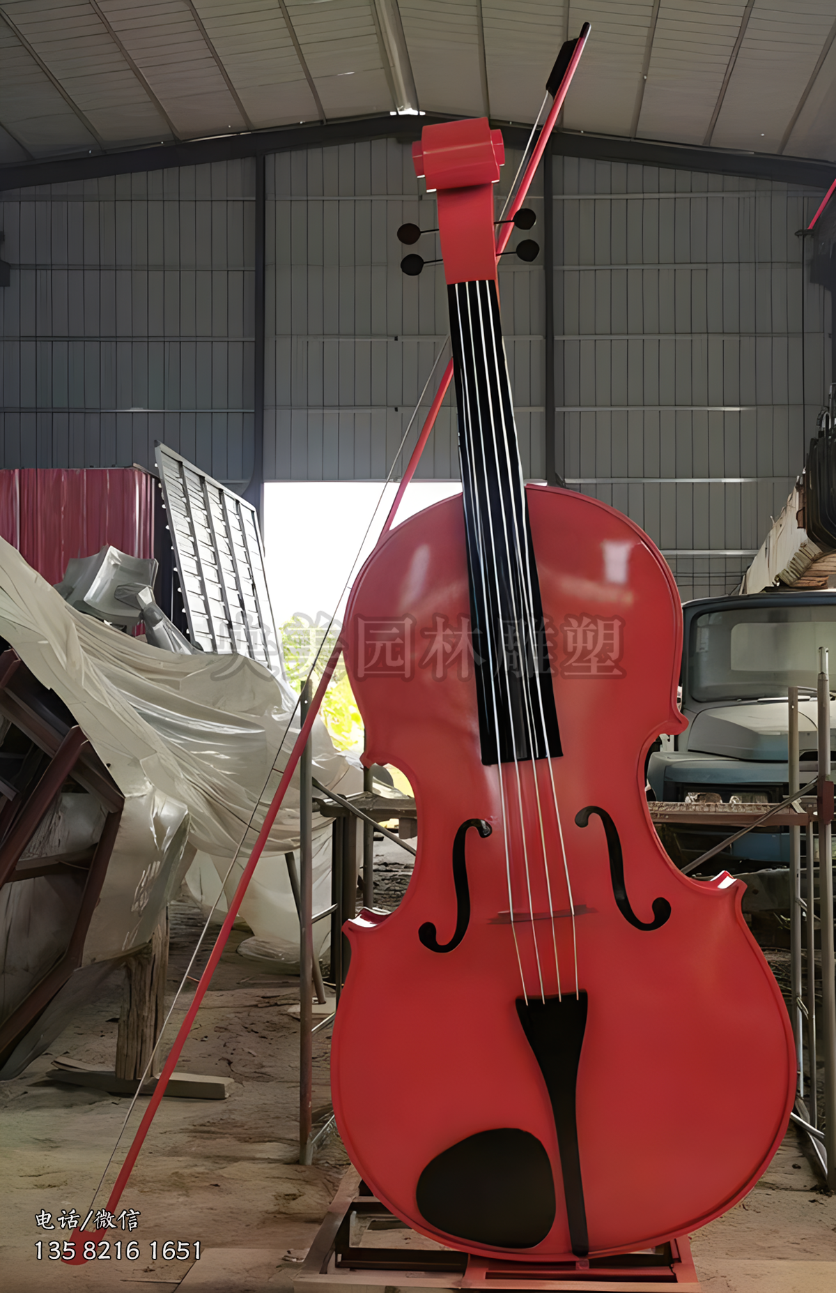 不銹鋼大提琴雕塑擺件