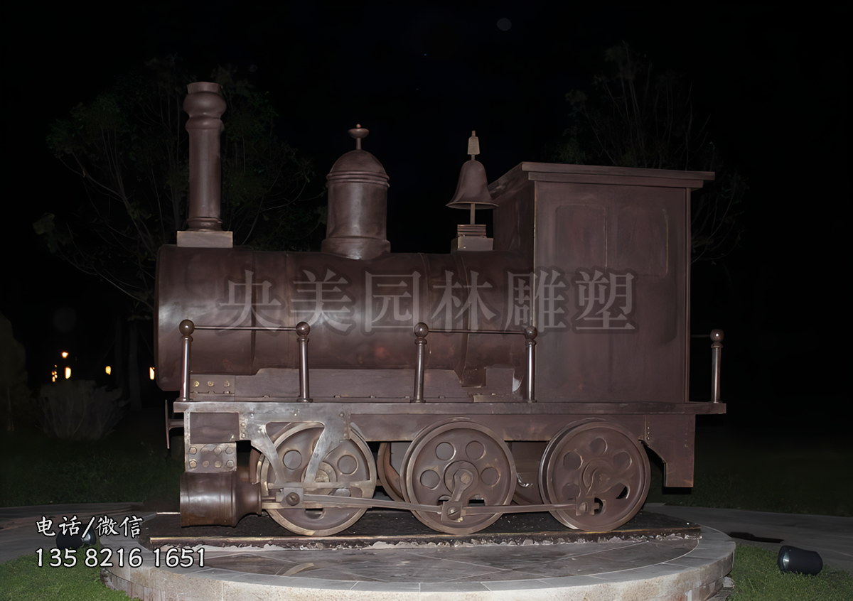 仿古火車(chē)車(chē)頭景觀雕塑