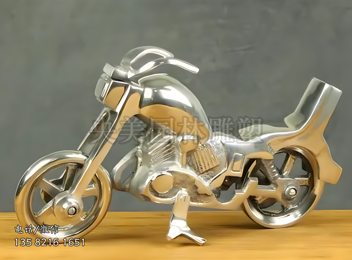 不銹鋼抽象摩托車雕塑