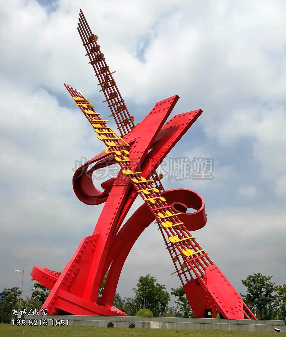 不銹鋼音樂主題景觀雕塑五線譜音符