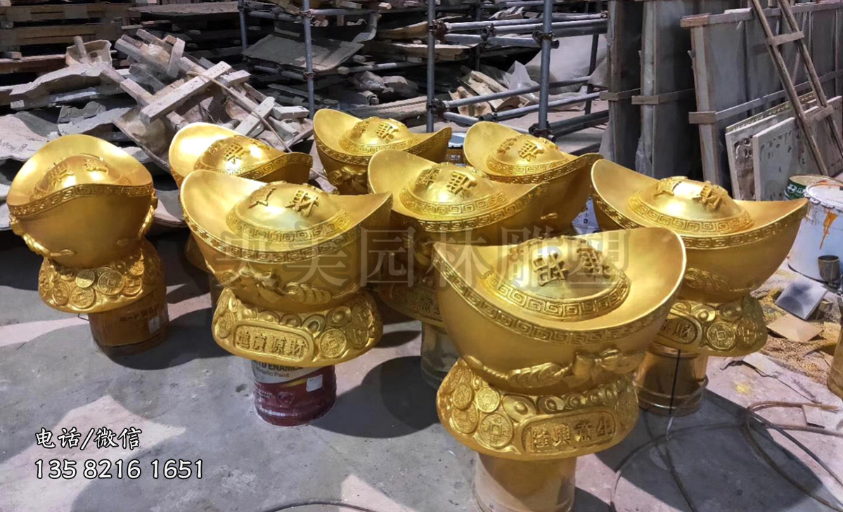 噴金玻璃鋼元寶雕塑擺件