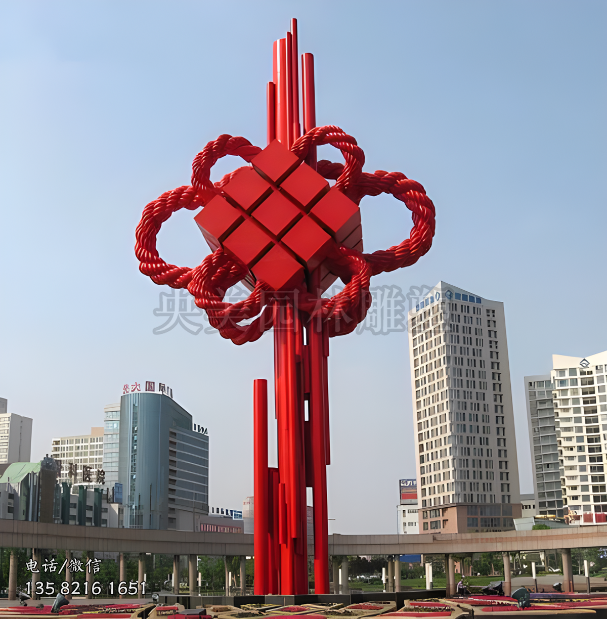 不銹鋼中國(guó)結(jié)大型景觀雕塑