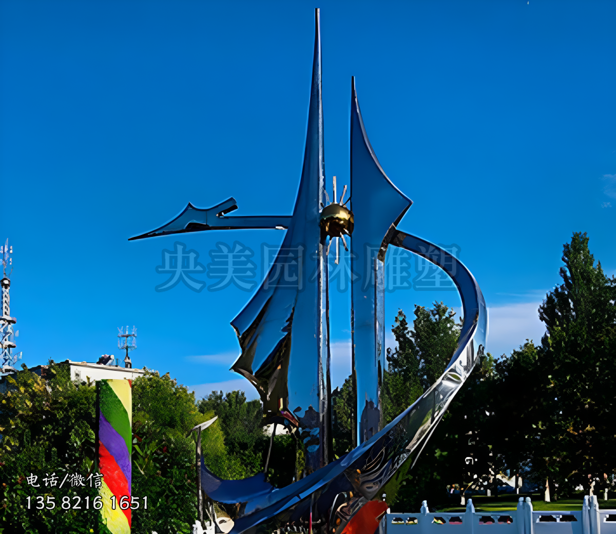 不銹鋼船帆造型校園景觀標(biāo)識