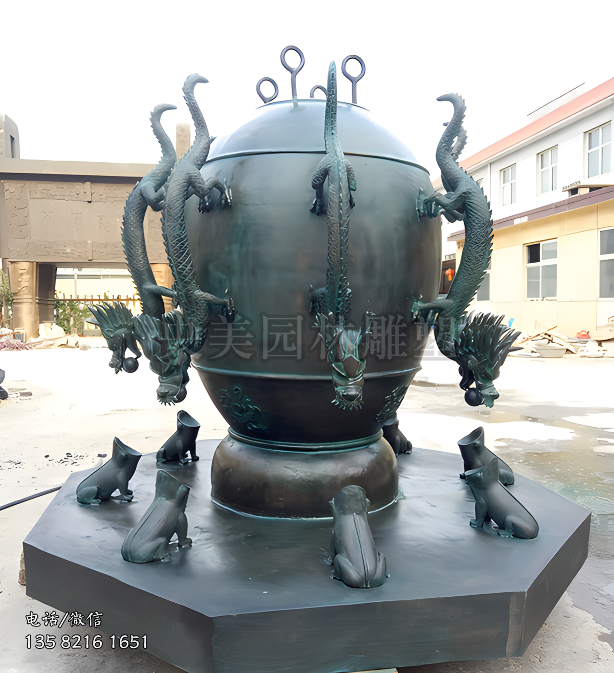 青銅地動(dòng)儀雕塑擺件