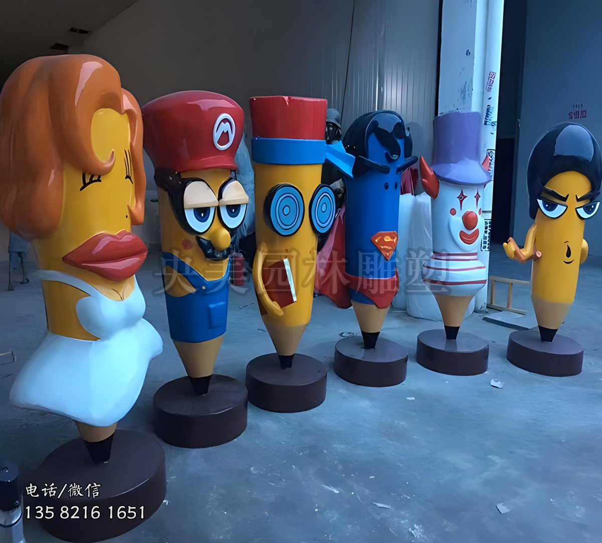 玻璃鋼鉛筆卡通人偶造型雕塑