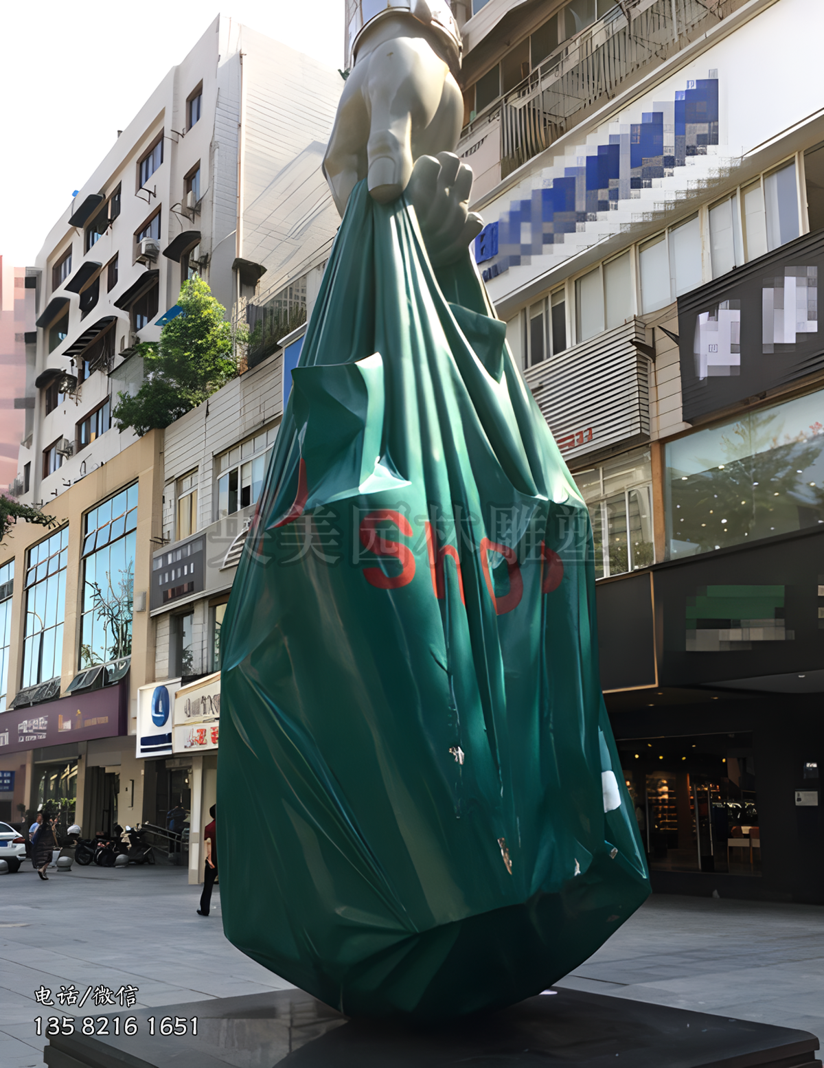 商業(yè)步行街不銹鋼購物袋景觀雕塑
