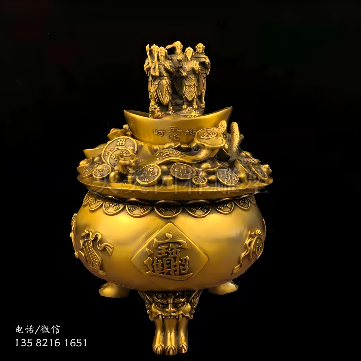鼎型聚寶盆銅雕