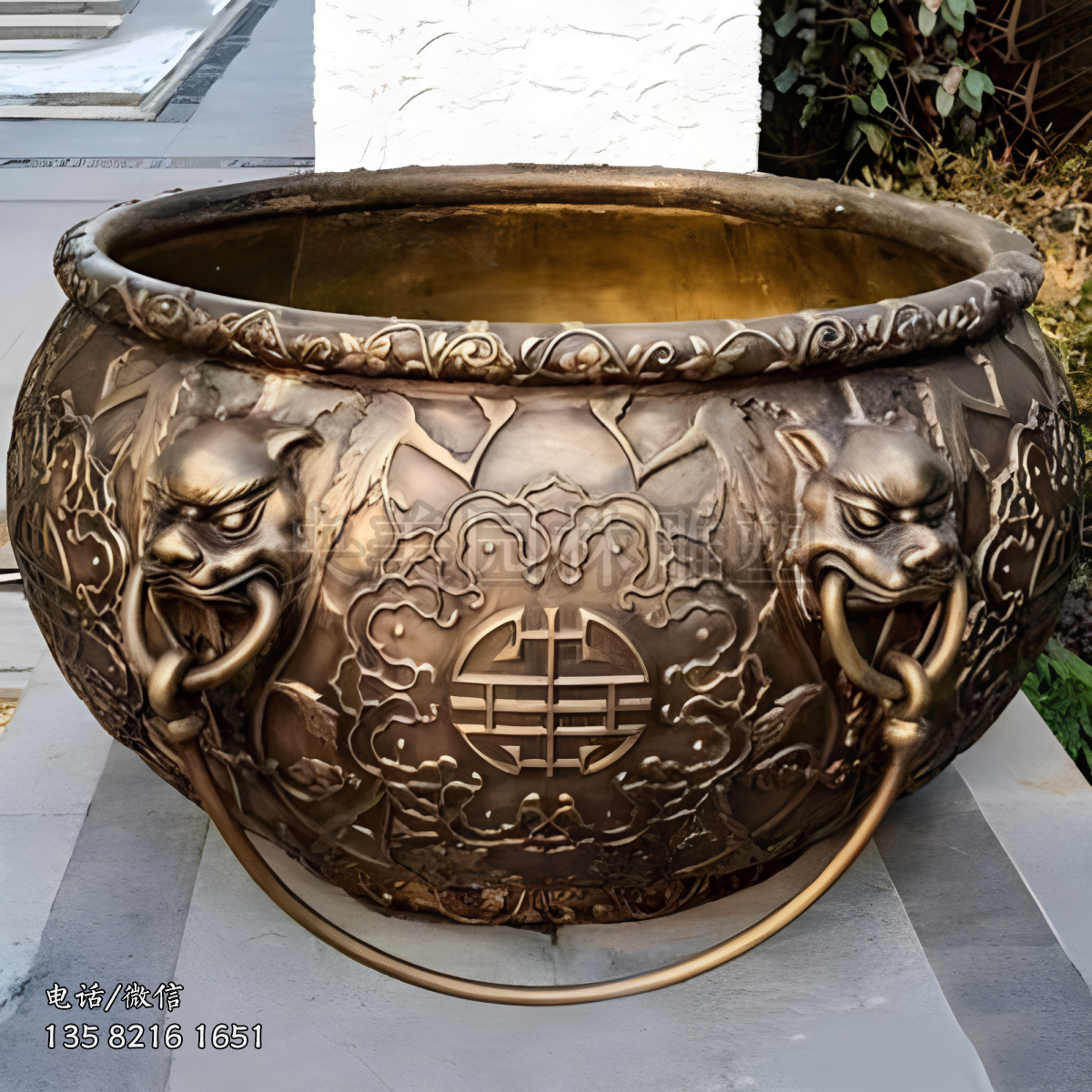 仿古聚寶盆銅雕缸