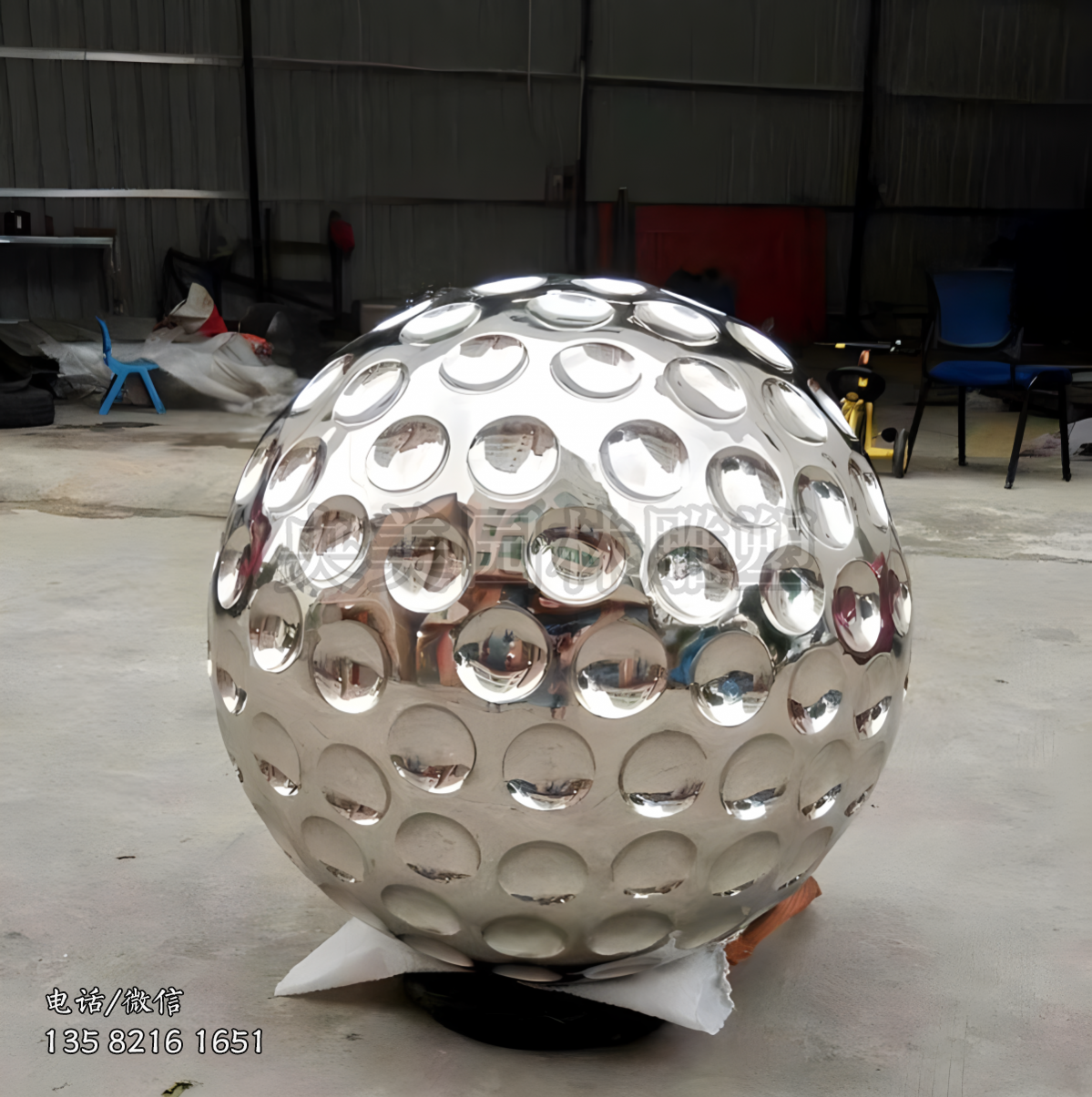 鏡面不銹鋼高爾夫球雕塑擺件